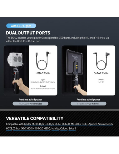 Empuñadura de Batería Godox BG02 6600mAh para Flash AD200