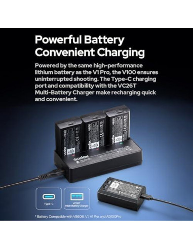 Flash Inalámbrico Godox V100N 100Ws para Cámara Nikon