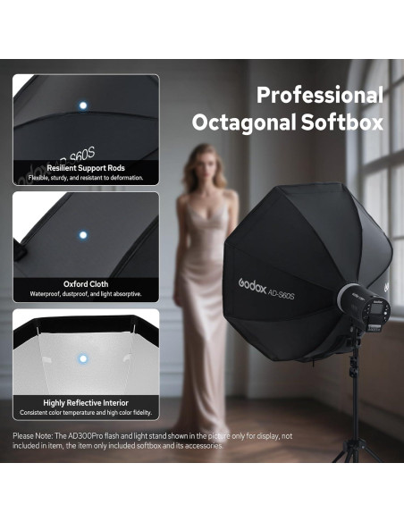 Flash Estroboscópico Godox AD400 Pro II 400Ws con Softbox