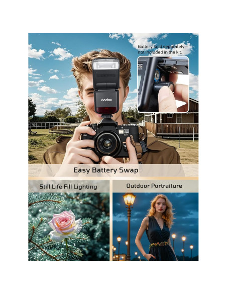 Flash Godox TT520III para Cámara - 33 GN, Inalámbrico 433MHz