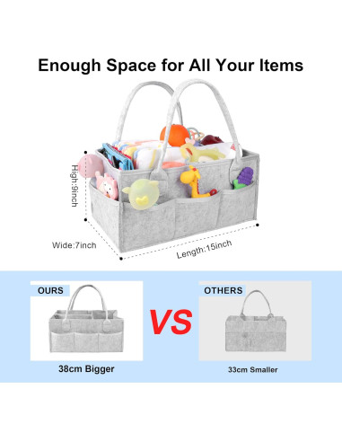 Organizador de Pañales PHILORN Gris 38x23x18 cm con Divisores