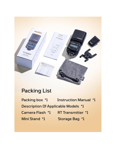 Flash Godox TT520III para Cámara - 33 GN, Inalámbrico 433MHz