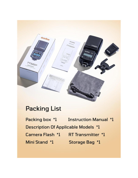 Flash Godox TT520III para Cámara - 33 GN, Inalámbrico 433MHz