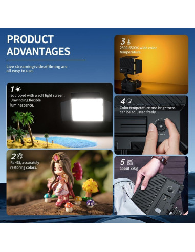 Kit de Luz de Video LED Dimmable Bi-Color 2500-6500K Pixel