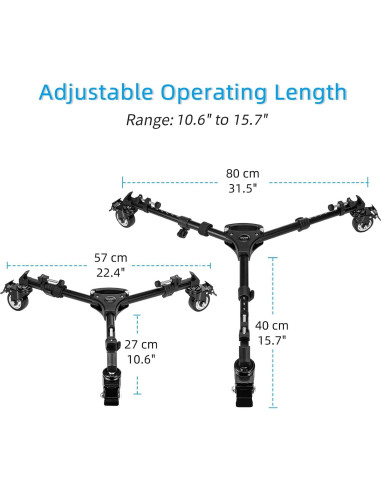 Carro de Trípode Cayer TD03 Alta Resistencia 30kg Ruedas 7.6cm