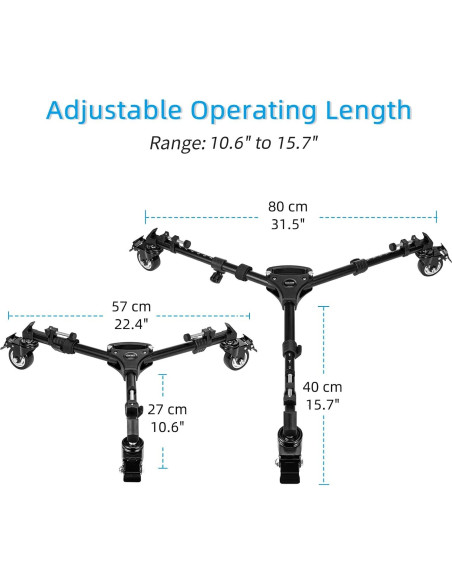 Carro de Trípode Cayer TD03 Alta Resistencia 30kg Ruedas 7.6cm