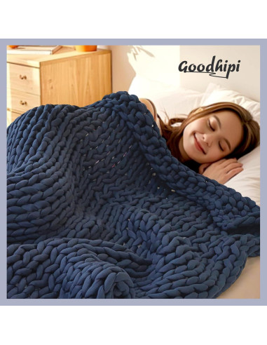 Manta con peso Goodhipi 101.6x152.4 cm Azul Algodón