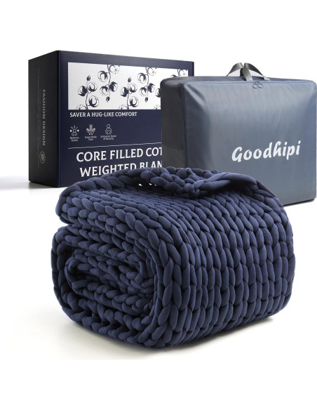 Manta con peso Goodhipi 101.6x152.4 cm Azul Algodón