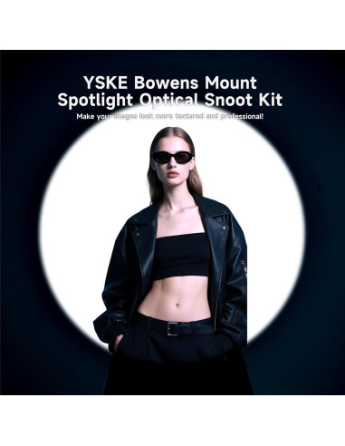 Snoot Óptico Profesional YSKE con Montura Bowens y 35 Gobos