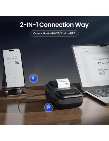 Impresora de Etiquetas CLABEL 220B Térmica Bluetooth 2" Sin Tinta