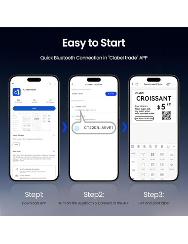 Impresora de Etiquetas CLABEL 220B Térmica Bluetooth 2" Sin Tinta