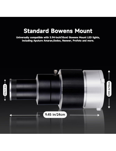 Snoot Óptico Profesional YSKE con Montura Bowens y 35 Gobos