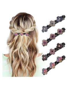 Pinzas de Pelo Trenzadas Jokmbzry con Strass - 4 Piezas