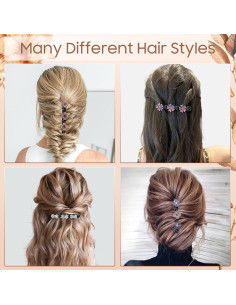 Pinzas de Pelo Trenzadas Jokmbzry con Strass - 4 Piezas 2