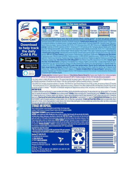 Spray Desinfectante Lysol Lino Fresco 354 ml Pack 12