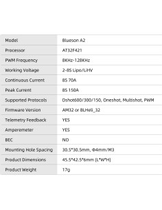 Controlador de Velocidad Eléctrico SEQURE 4en1 70A 2-8S para Drones 2