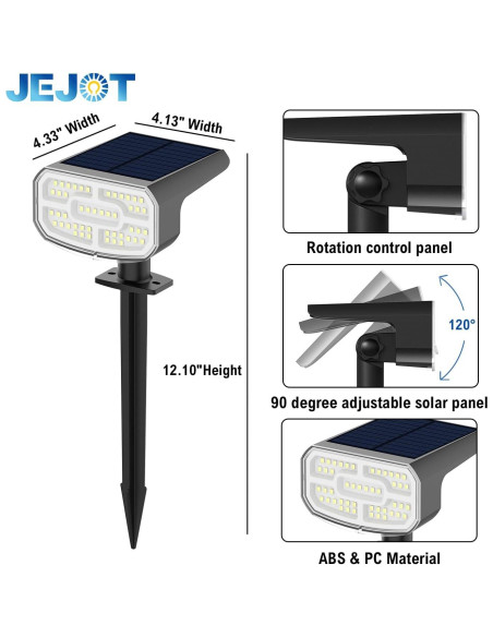 Luces Solares JEJOT para Exteriores IP65, 2 Paquete, 48 LEDs