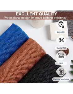 Esponja de Red Africana Tuzier 3 Piezas Exfoliante 80x30 cm 2