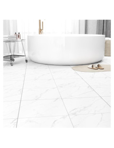 Paquete de 10 baldosas autoadhesivas ZRJT 30.48x30.48 cm mármol blanco