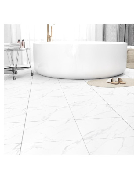Paquete de 10 baldosas autoadhesivas ZRJT 30.48x30.48 cm mármol blanco