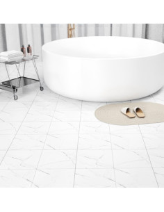 Paquete de 10 baldosas autoadhesivas ZRJT 30.48x30.48 cm mármol blanco 2