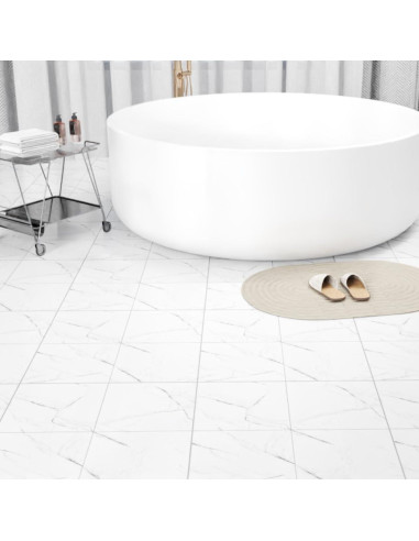 Paquete de 10 baldosas autoadhesivas ZRJT 30.48x30.48 cm mármol blanco