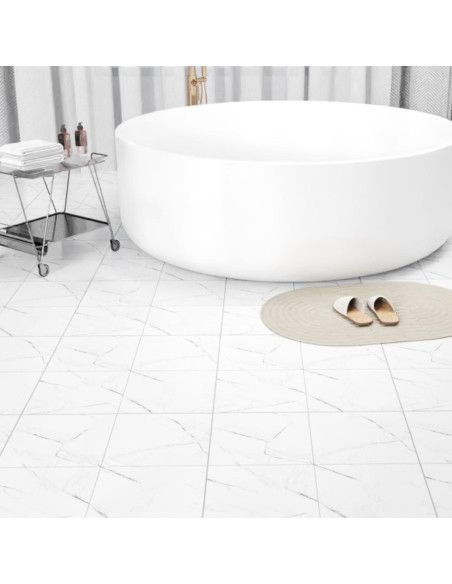 Paquete de 10 baldosas autoadhesivas ZRJT 30.48x30.48 cm mármol blanco