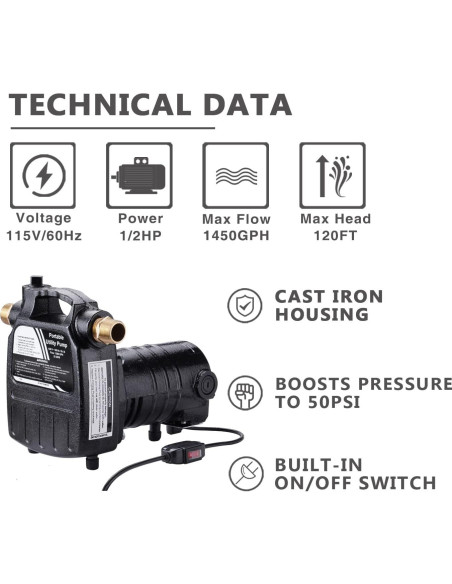 Bomba de Transferencia de Agua EXTRAUP 1/2HP Hierro Fundido 5678 L/h