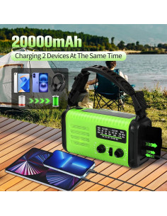 Radio de Manivela Solar de Emergencia 20000mAh NOAA AM FM 2