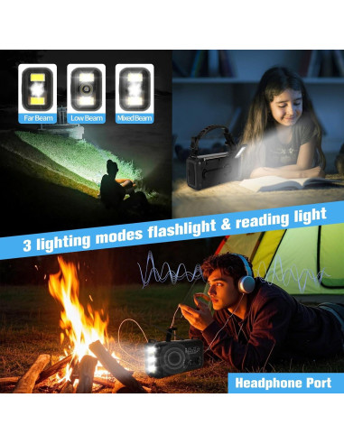 Radio de Manivela Solar de Emergencia 20000mAh NOAA AM FM