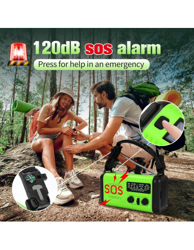 Radio de Manivela Solar de Emergencia 20000mAh NOAA AM FM