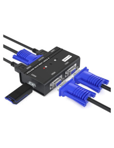 Interruptor KVM VGA MT-VIKI 2 Puertos USB para 2 Computadoras