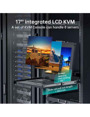 Consola KVM LCD 17" MT-VIKI 8 Puertos VGA Rack 1U