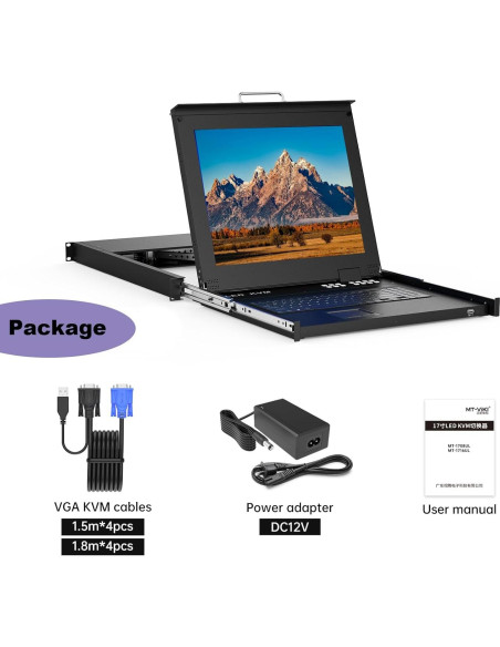 Consola KVM LCD 17" MT-VIKI 8 Puertos VGA Rack 1U