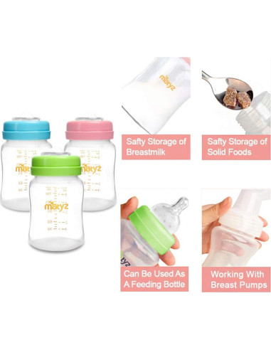 Matyz 4 Botellas Almacenamiento Leche Materna 170g Boca Ancha