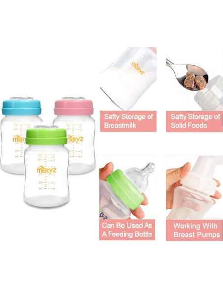 Matyz 4 Botellas Almacenamiento Leche Materna 170g Boca Ancha