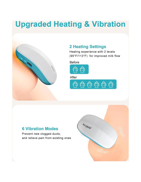 Masajeador de Lactancia KOSTTE 2-en-1 con Calor y Vibración