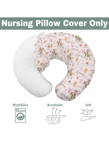 Funda de Almohada de Lactancia Bonita Vaquera Rosa 55.88x45.72 cm
