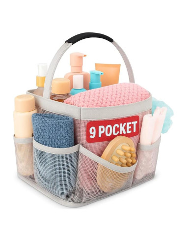 Bolsa de Ducha Plegable Masirs 9 Bolsillos Gris Organizador