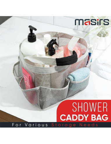 Bolsa de Ducha Plegable Masirs 9 Bolsillos Gris Organizador