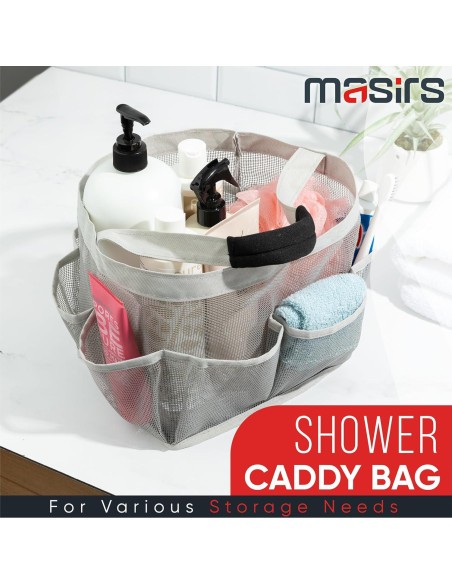 Bolsa de Ducha Plegable Masirs 9 Bolsillos Gris Organizador