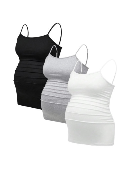 Top de Maternidad Sin Mangas 3 Piezas Mujer - Negro, Gris, Blanco