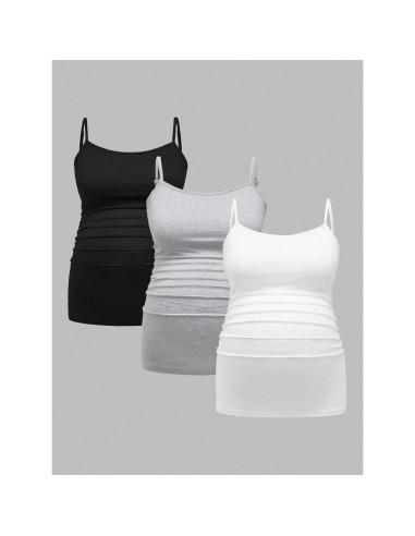 Top de Maternidad Sin Mangas 3 Piezas Mujer - Negro, Gris, Blanco
