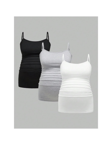 Top de Maternidad Sin Mangas 3 Piezas Mujer - Negro, Gris, Blanco