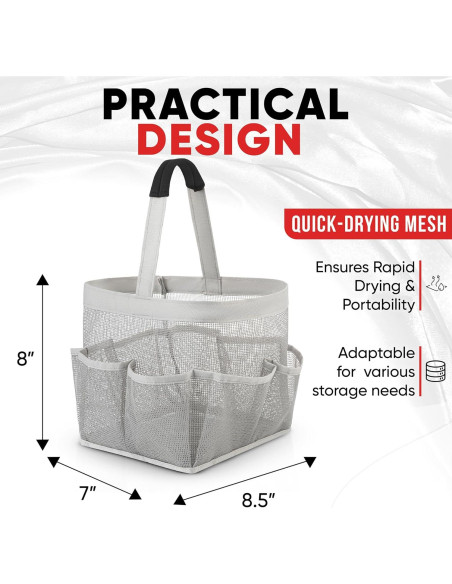 Bolsa de Ducha Plegable Masirs 9 Bolsillos Gris Organizador