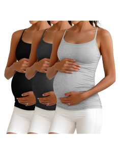 Camisetas de Maternidad Ficerd 3 Pack Algodón Ajustables