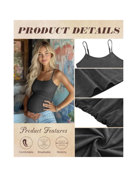 Camisetas de Maternidad Ficerd 3 Pack Algodón Ajustables