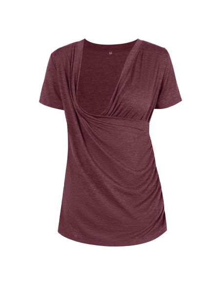 Camisetas de Lactancia Liu & Qu para Mujeres Manga Corta V Cuello