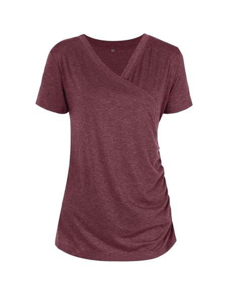 Camisetas de Lactancia Liu & Qu para Mujeres Manga Corta V Cuello