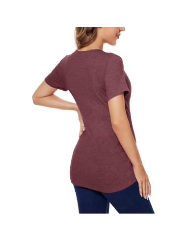 Camisetas de Lactancia Liu & Qu para Mujeres Manga Corta V Cuello